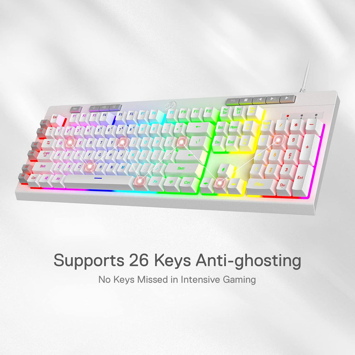 Redragon K512 RGB Membrane Gaming Keyboard, 6 Macro Keys & Easy Media Wheel