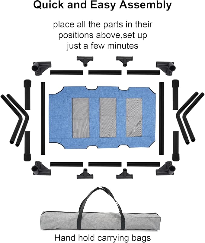 Raised Dog Bed Cooling Cot for Indoor Outdoor Use Portable Waterproof Mesh Pet Bed Washable for Large Medium Small Dogs, Blue