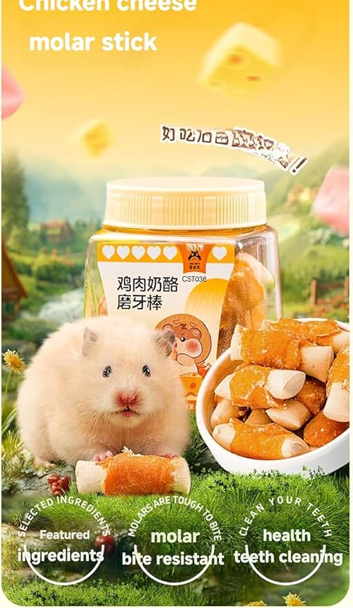 Chicken Cheese Hamster Molar Sticks - Tasty, Teeth - Cleaning & Nutritious