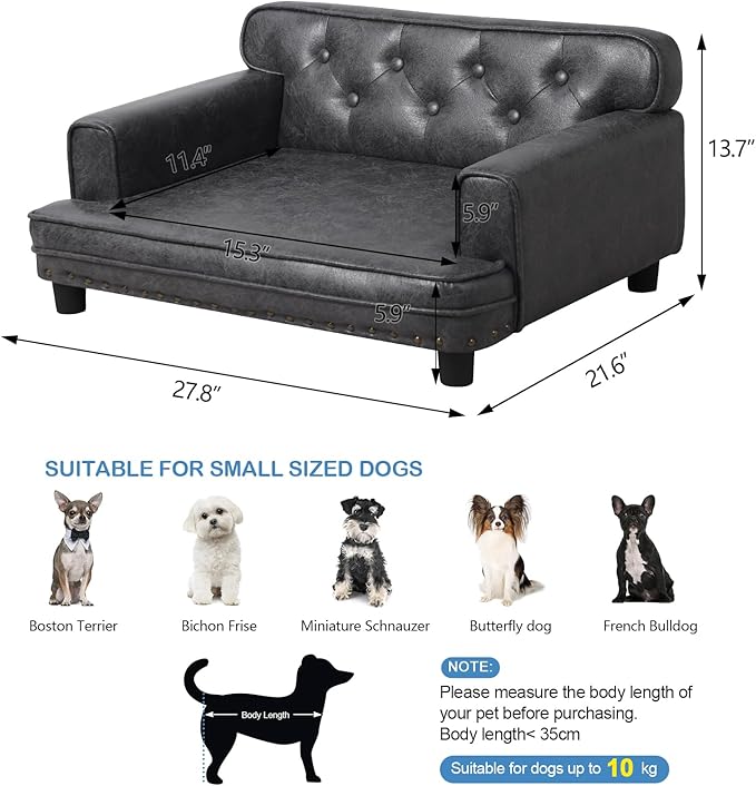 Dog Bed,Cat Bed,Dog Couch,Cat Couch,Puppy Bed,Pet Sofa,Pet Couch,Pet Bed for Cats, Wooden Frame and Suede Fabric,for Small Breeds Using (Grey)