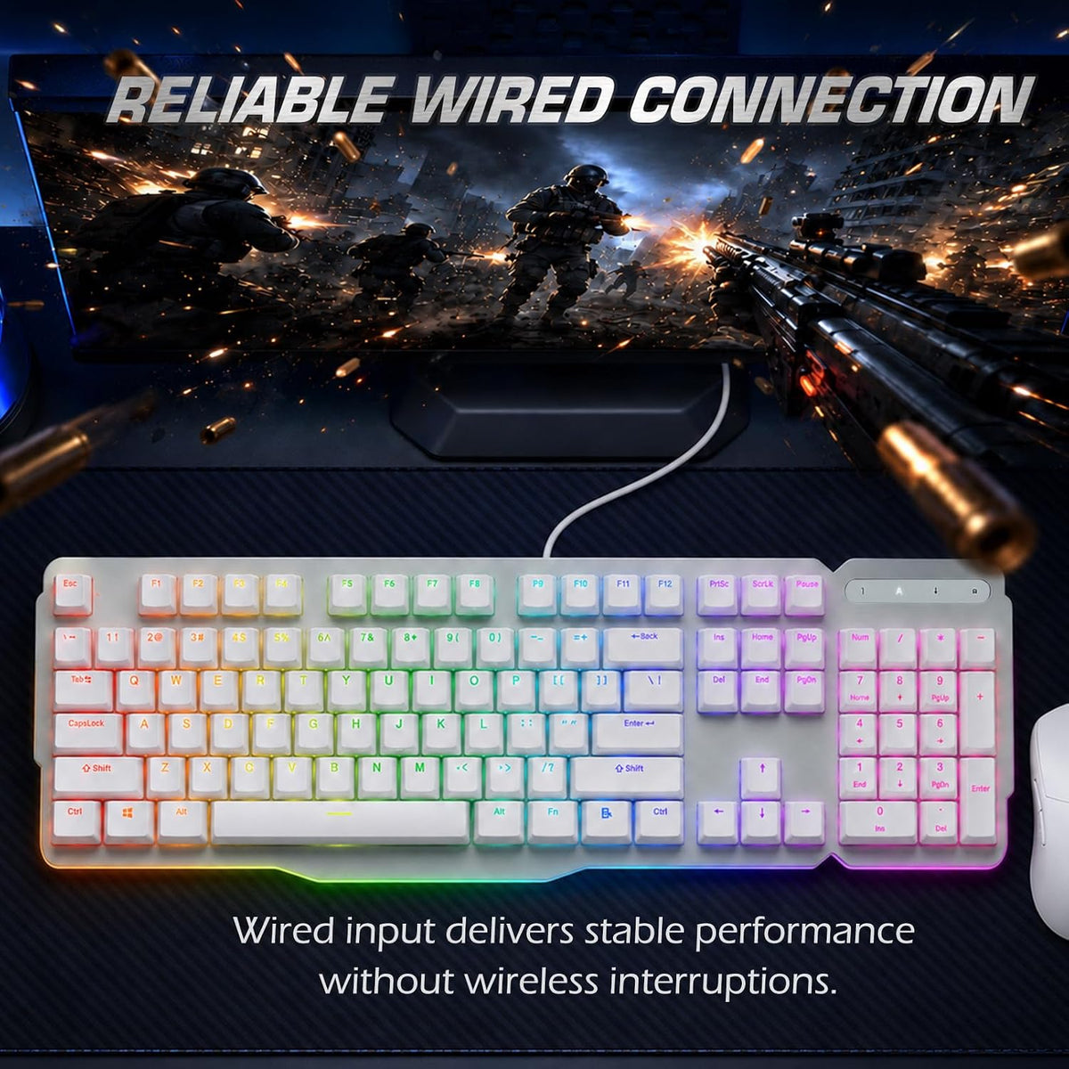 RK952 Wired Mechanical Gaming Keyboard, Full-Size 104 Keys, Aluminum Plate