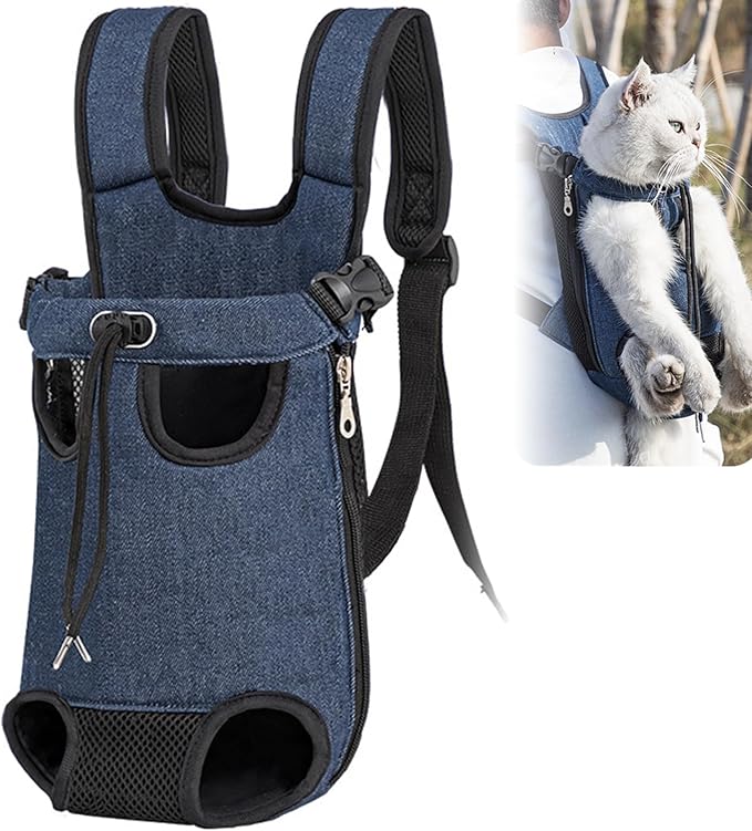 Portable Pet Carrier Backpack, Adjustable Pet Front Cat Dog Carrier Backpack Travel Bag for Small Medium Dogs Cats Puppies, Cat Backpack Carrier for Hiking Cycling (M, XL)