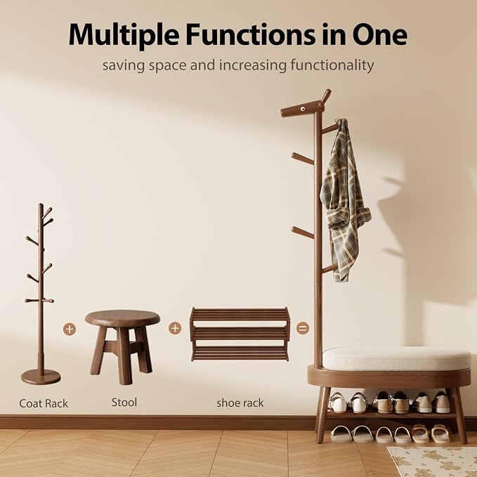 AQIMUELE Shoe Bench Entryway, Coat Rack