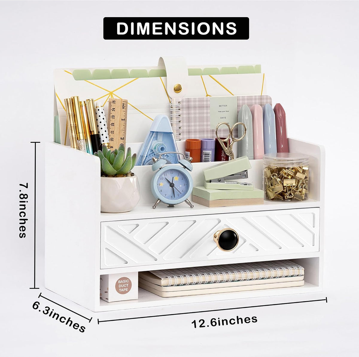Desk Organizer with Drawer, Countertop Bill Mail Organizer and File Storage