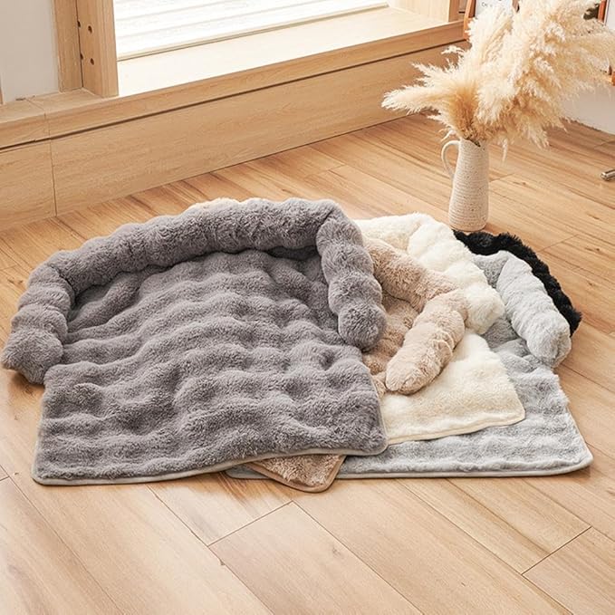 Waterproof Throw Blanket For Dogs & Indoor Cats,Dog Pad Washable Removable Couch Cover,Plush Long Fur Mat with Non Slip Silicone Base,Furniture Protector Gift for New Pet Parents,29.5"x29.5" (grey)