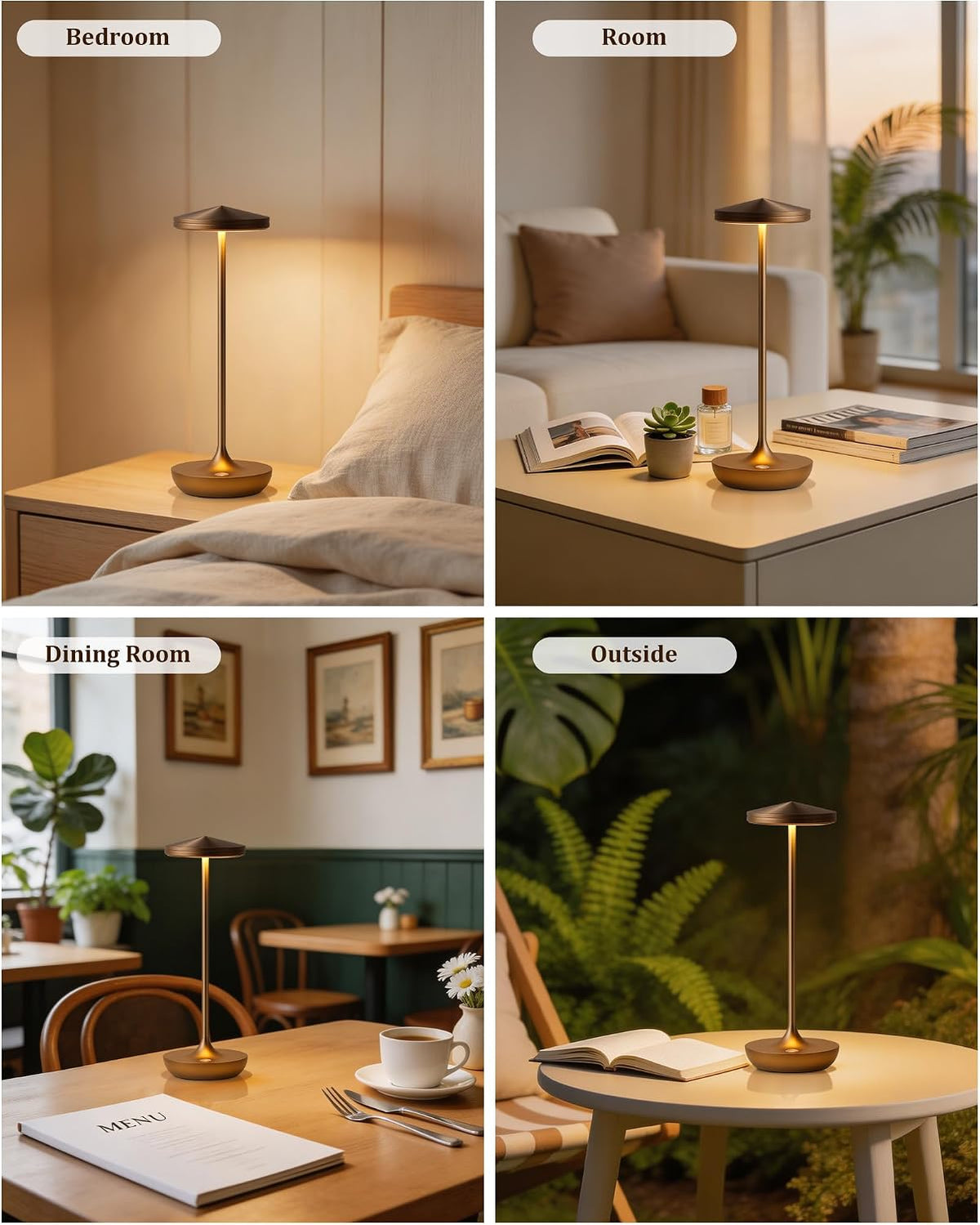 2pack LED Cordless Table Lamp Rechargeable (2pack Titanium)