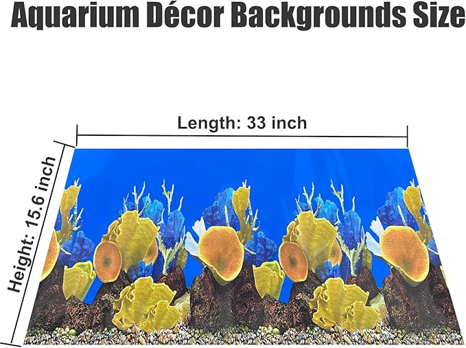 Aquarium Background Seabed Coral Rock Water Plants Fish Tank Backdrop 10 20 Gallon Fish Tank Background for Aquarium