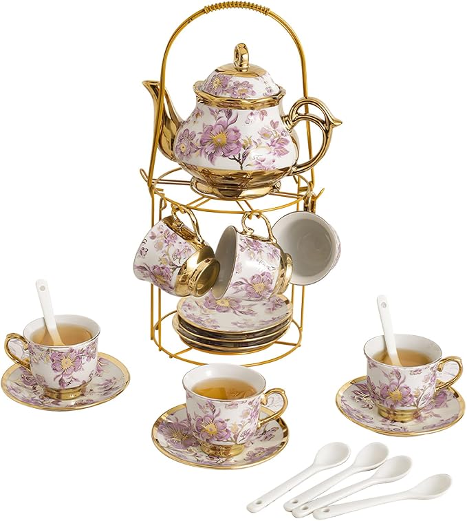 Ceramic Tea Set 20 Pcs, 700ml/23oz Porcelain Tea Pot Sets