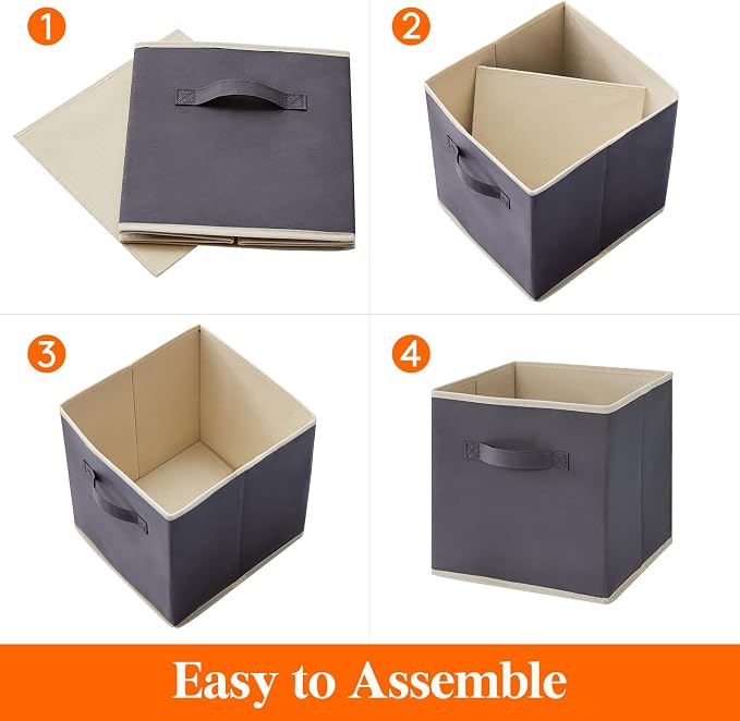 Lifewit Collapsible Fabric Storage Cubes Bins Set 13 Inch, Foldable Cubby