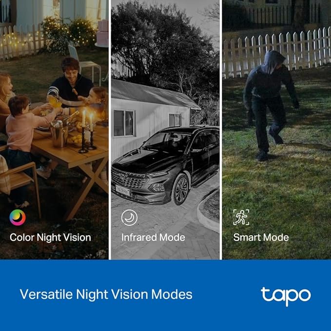 Tapo 1080p Indoor/Outdoor Security Camera - Free Person/Motion/Baby Cry Detection, Color Night Vision, IP65 Weatherproof, SD/Cloud Storage, Works w/Alexa & Google Home HybridCam