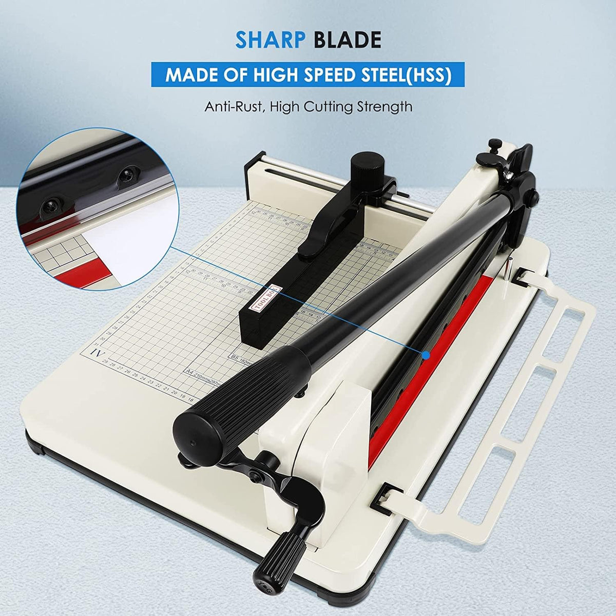 FAHKNS 12" Heavy Duty Guillotine Trimmer Paper Cutter,Cortadora de Papel 400 Sheets Paper Trimmer with Double Safety Protection Durable HSS Blade for Cutting Paper