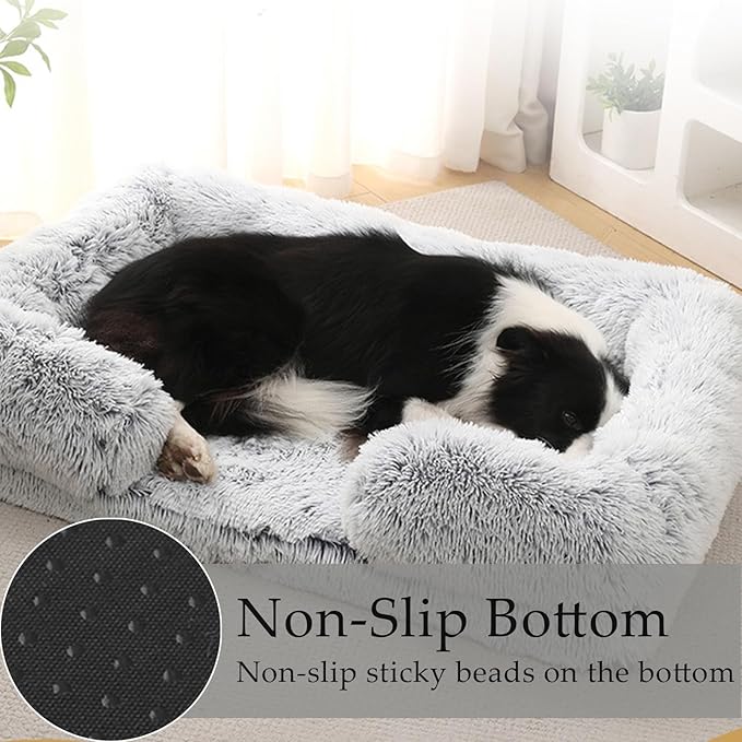Dog Beds Medium Large Size Dog, Calming Dog Bed with Removable Washable Cover, Waterproof Lining and Nonskid Bottom(Coffee,L)