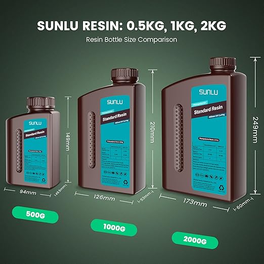 SUNLU 3D Printer Resin, 1kg Fast Curing Standard 3D Resin