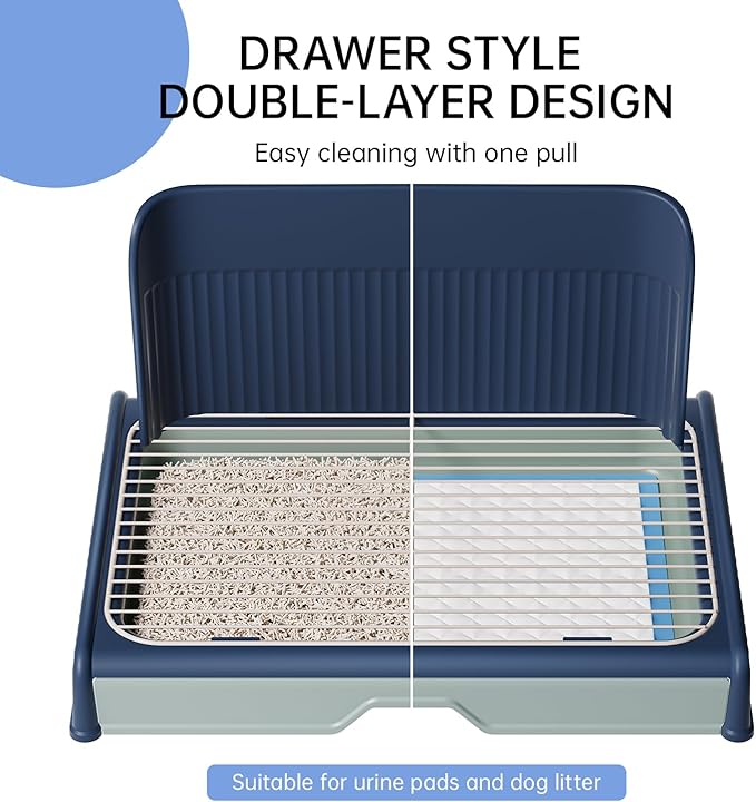 Upgrade Dog Potty Tray with High Wall,23.62"X18.5"Pee Pad Holder,Litter Box for Pet,Mesh Training Holder for Puppy and Small Size Dog,Housebreaking Supplies, Pet Products (Green)