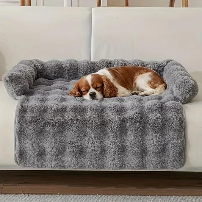 Cloud Pet Sofa Bed, Ultimate Comfort Warm Couch Cover with Fluffy Plush, Anti-Slip Machine Washable Pet Bed Easy to Maintain for Furniture Protector (Dark Gray(29.5 * 29.5in))