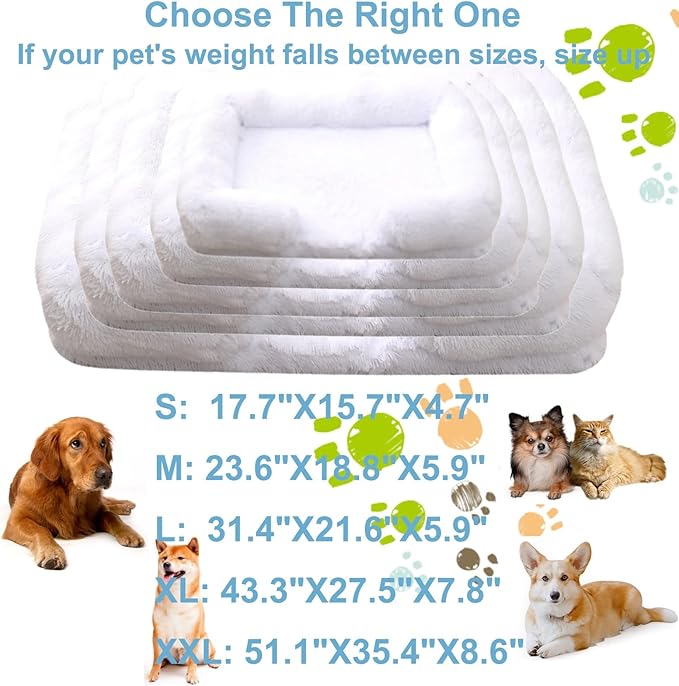 Dog Beds Large Sized dog Orthopedic, Sofa Dog Bed with Waterproof Lining and Nonskid Bottom, Rectangle Washable Dog Bed for Medium Small Dogs and Cats Comfortable ( Color : White , Size : 23 x 18" )