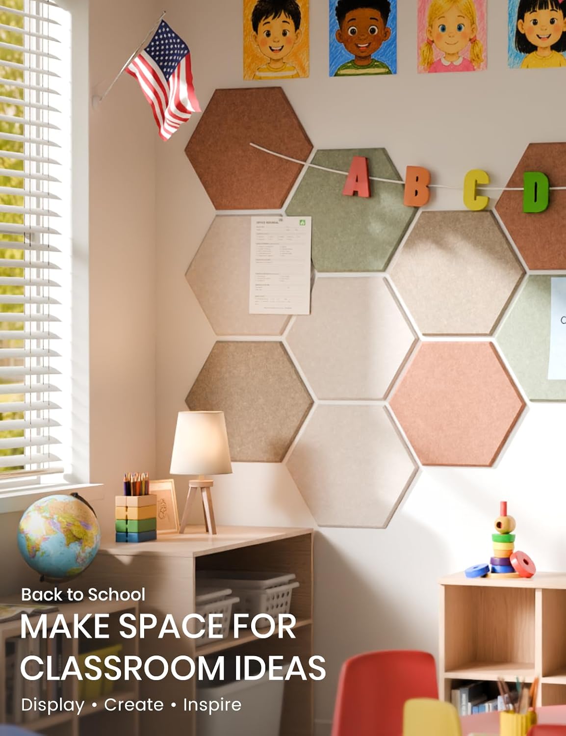 Fluxynara 10-Pack Hexagon Cork Board Alternative, Boho