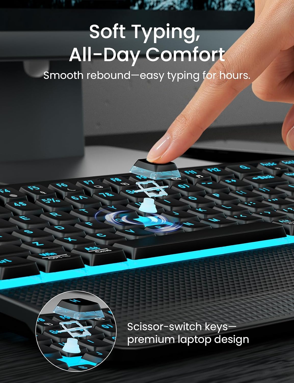 SABLUTE Wireless Backlit Keyboard and Mouse Combo, Rechargeable Quiet