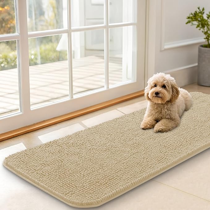 OLANLY Dog Door Mat for Muddy Paws 47x17, Absorbs Moisture and Dirt, Absorbent