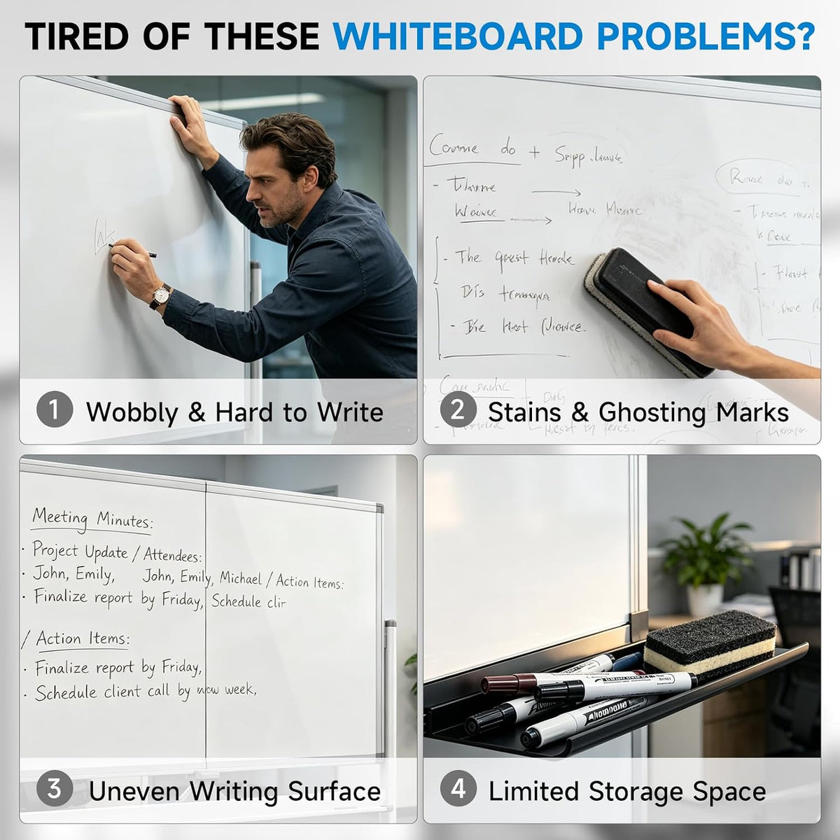 Mobile Rolling Whiteboard on Wheels 60"x 48" Double-Sided Magnetic