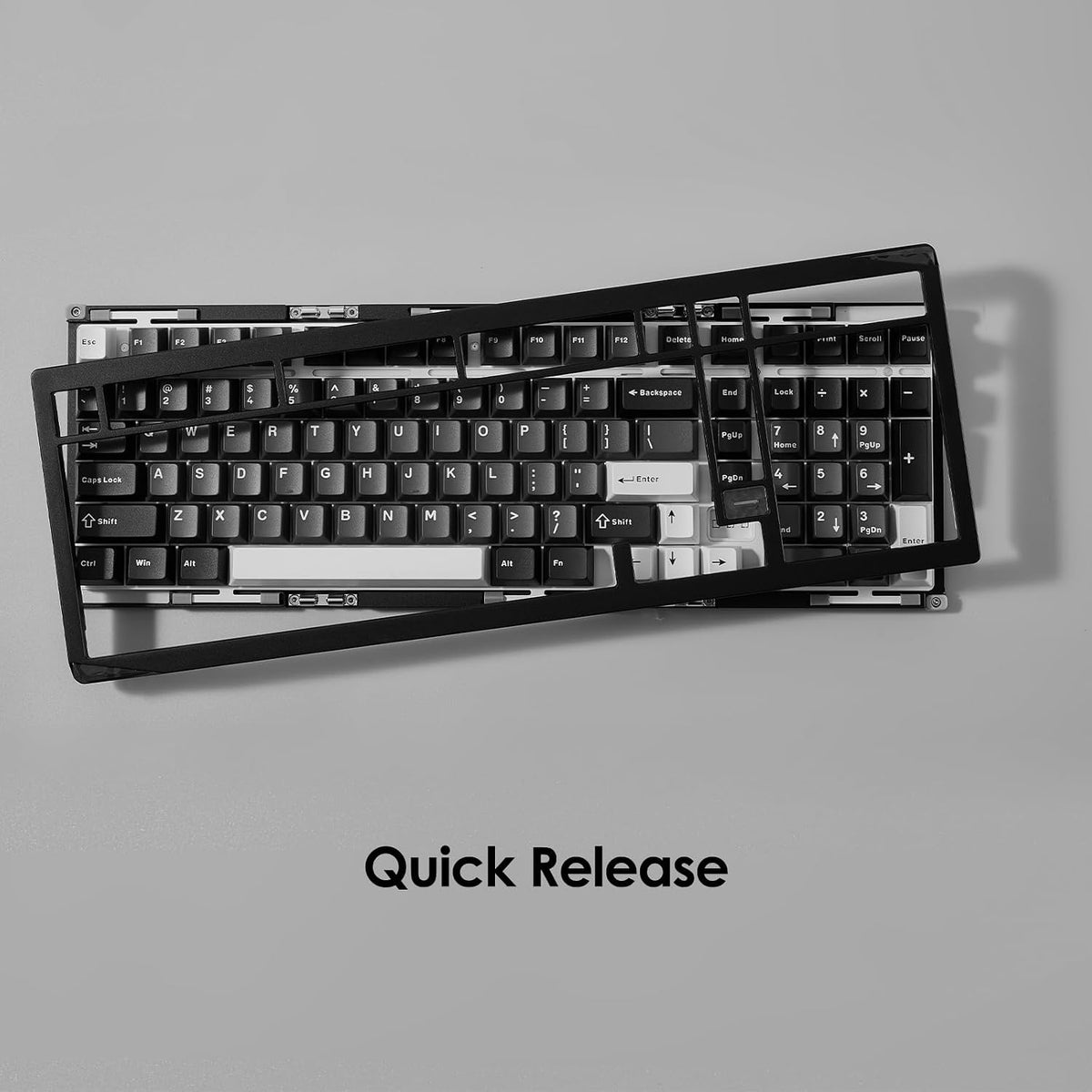 Akko Gem 02 QMK/VIA Aluminum Mechanical Keyboard Tri-Mode RGB Hot-swappable Wireless Gaming Keyboard, Black and Silver, Pre-lubed Mirror Switch