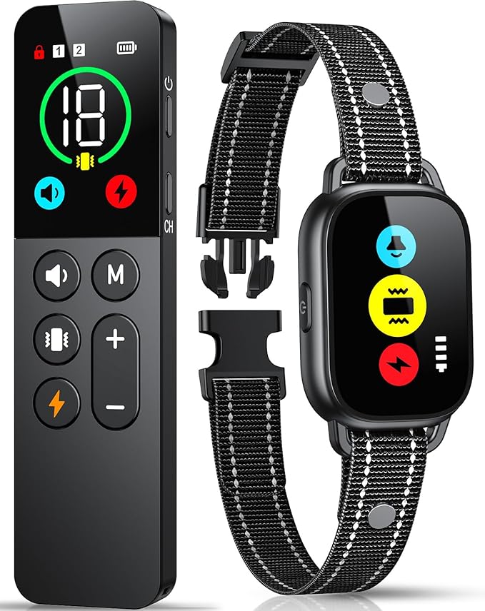 Dog Training Collar with Remote, Smart Dog Shock Collar with 3 Training Modes and Training Icons, Waterproof Electric Dog Shockers for Large and Medium Dogs (8-120 LBS)