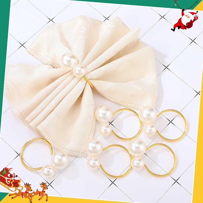 Sliner 24 Pcs Pearl Napkin Rings