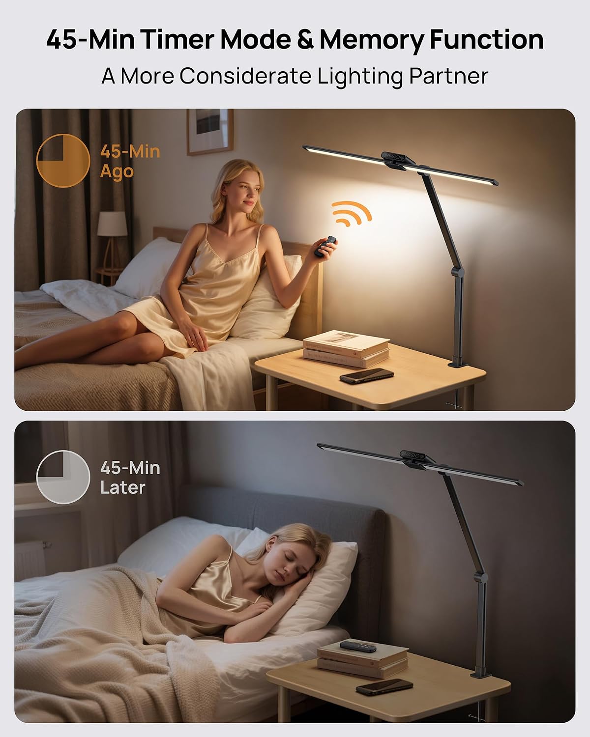TROND LED Desk Lamp with Clamp, 29.55'' Tall Desk Light with Remote, Black