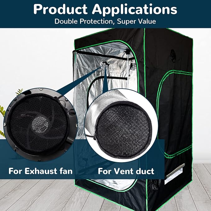 2Pcs 4 Inch Grow Tent Vent Cover Filter, Duct Filter Net