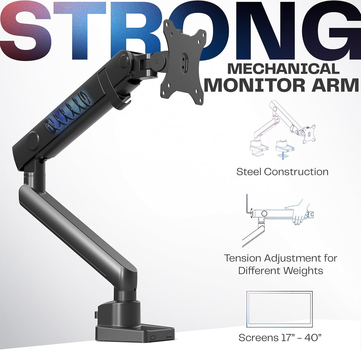 VIVO Premium Aluminum Full Motion Single Ultrawide Monitor Desk Mount Stand with Lift Engine Arm, Fits Screens up to 40 inches, STAND-V101BB