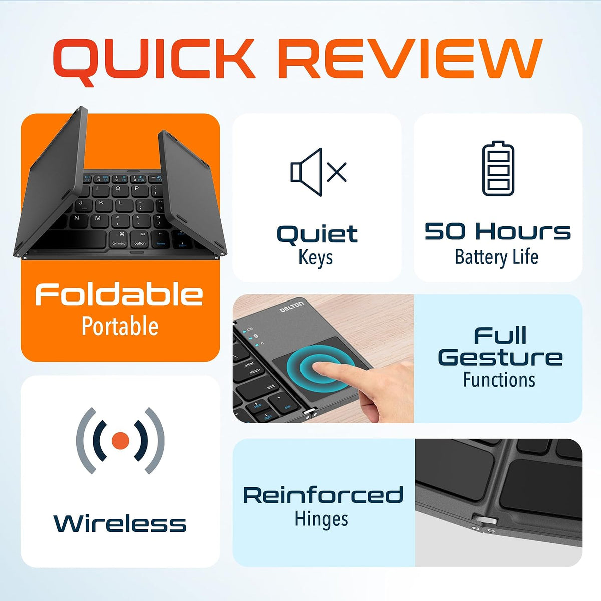 Delton F75 Folding Bluetooth Wireless Keyboard Sensitive Touchpad