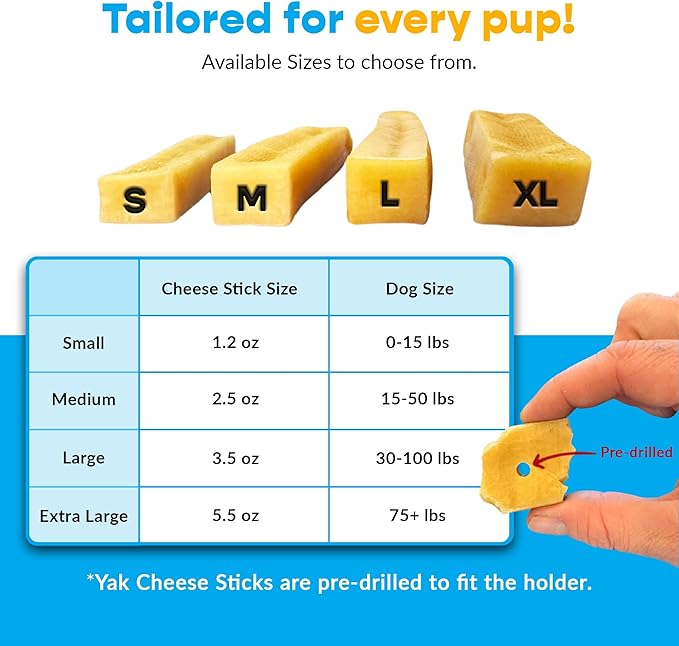 Yak Chew Holder Pack, Large (4 Pieces) - Includes Yak Cheese Holder for Safe, Secure and Smarter Chewing. Also a Bully Stick Holder Too!