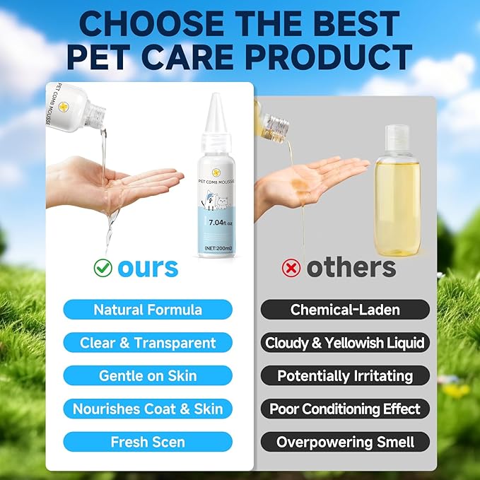 Pet Steam Brush Spray Refill for Dogs & Cats – Concentrated Waterless Shampoo, 3-in-1 Pet Comb Leave-in Serum, Self Cleaning Pet Comb for Shedding & Hair Removal, 2*Shampoo(Steam Brush Not Included)