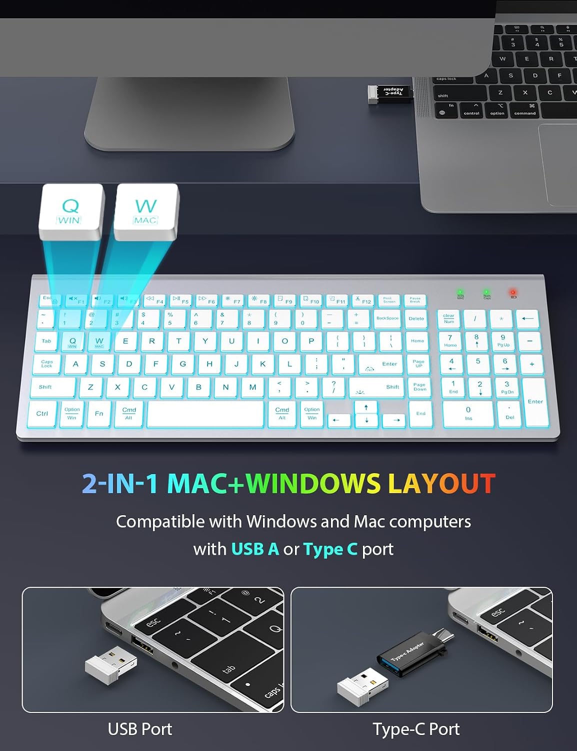 SABLUTE Wireless Keyboard and Mouse Combo, Compact Backlit Scissor Keys
