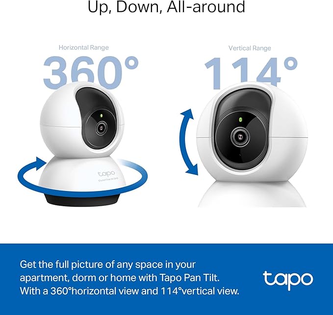 TP-Link Tapo 2K QHD Pan/Tilt Security Camera for Pet Camera, Baby Monitor, Motion Detection, Motion Tracking, 2-Way Audio, Night Vision, Cloud &SD Card Storage, Works w/Alexa & Google Home(Tapo C220)