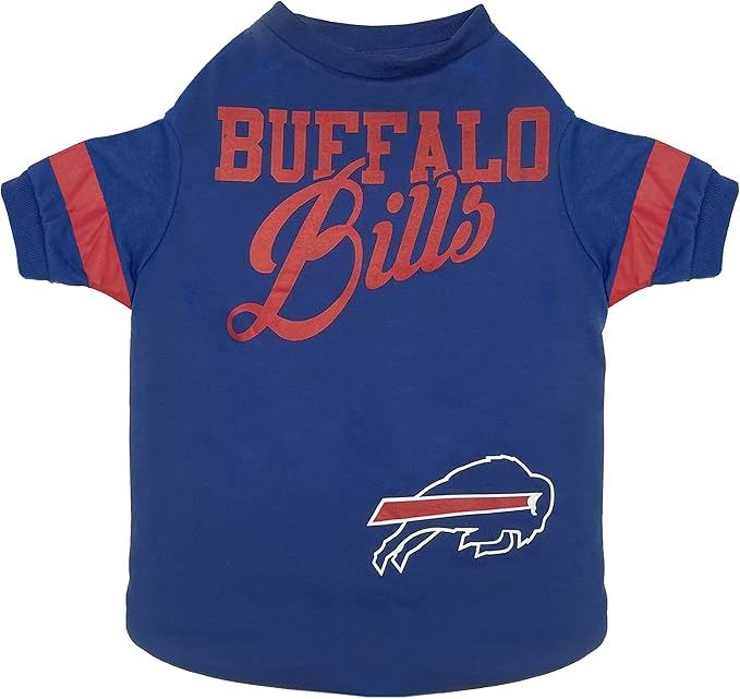 Pets First NFL Buffalo Bills Striped Dog & Cat T-Shirt, Medium. Football Pet Shirt for NFL Team Fans. New & Updated Fashionable Design, Durable & Cute Sports PET TEE Shirt Outfit (BUF-4146-MD)