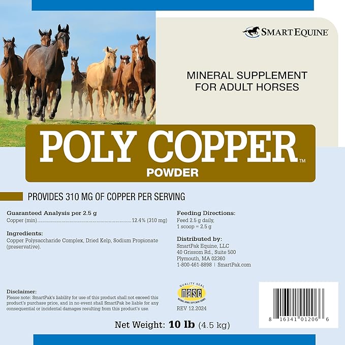 SmartEquine Poly Copper | Equine Horse Coat Supplements for Skin | Vitamins & Minerals Supplements for Horses Bones and Metabolism | 10 lb Bag