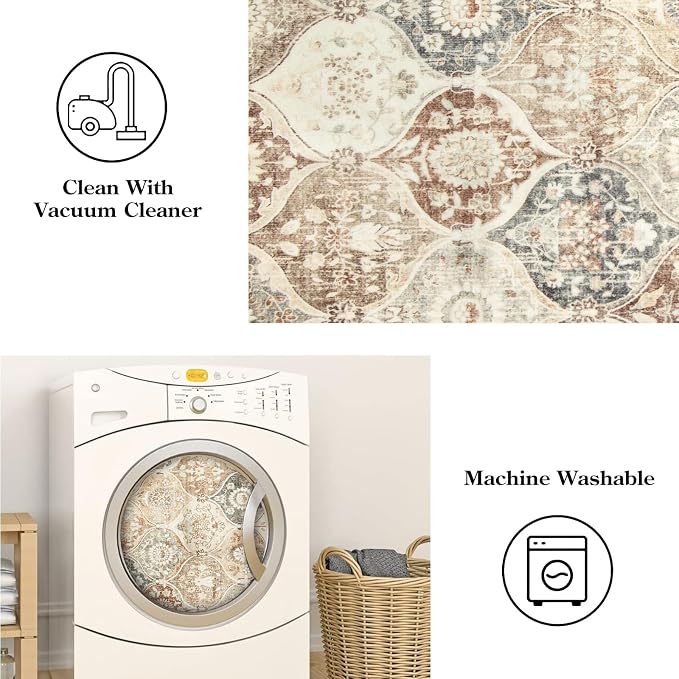 Lahome Moroccan Hallway Rug, Ultra-Thin Oriental Carpet
