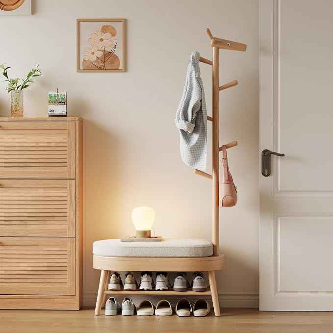 AQIMUELE Shoe Bench Entryway, Coat Rack
