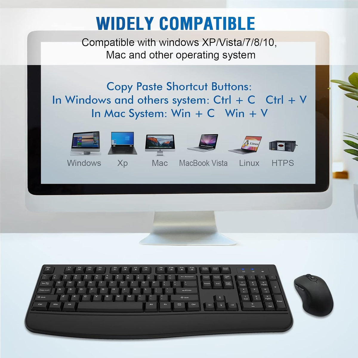 QUASIO Wireless Keyboard Mouse Combo, Windows & Mac Compatible (2 Pack)
