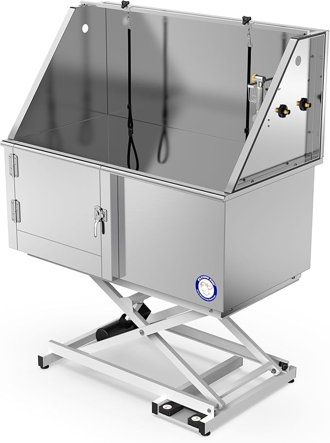 Flying Pig 50" Stainless Steel Professional Electric Lift Pet Grooming Tub
