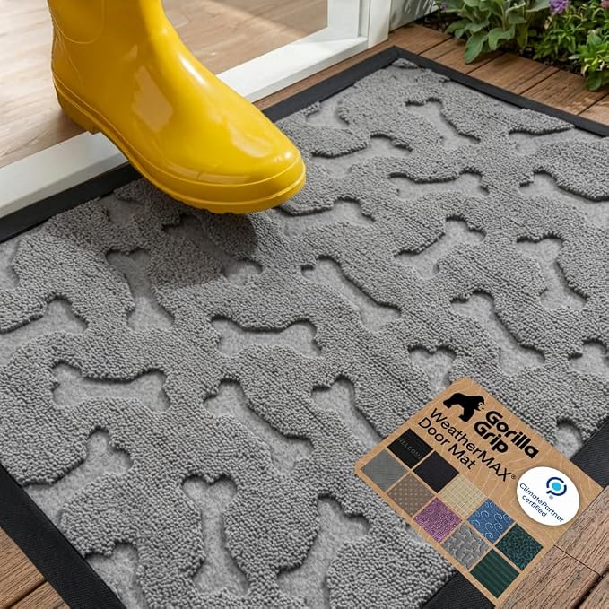 GORILLA GRIP 100% Waterproof All-Season WeatherMAX Doormat, US Designed Natural
