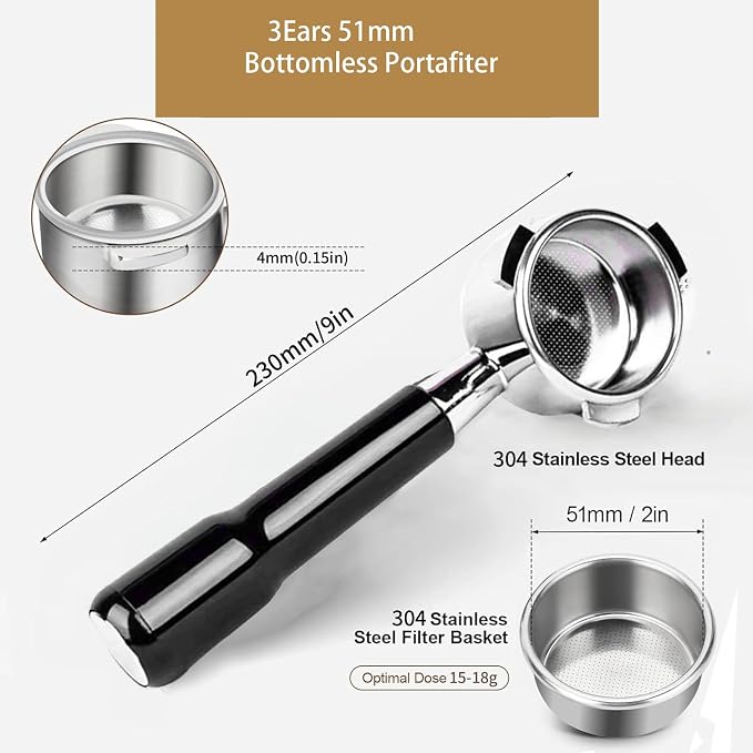 51mm Bottomless Portable Filter, 3 Ears,