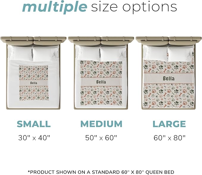 Prints Next Day – Custom 50" x 60" Sherpa Pet Lightweight Blanket Personalized with Pet Lightweight's Name - Paw Pattern - Gift for Dog Owners - Printed in America