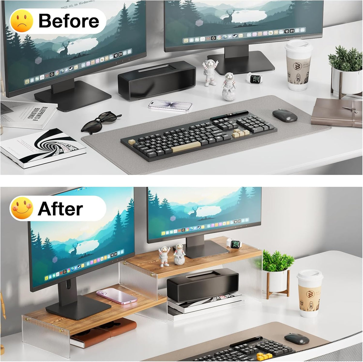 YGYQZ Adjustable Monitor Stand Riser, 7.67"×15.74" Dual Monitor Desk Stand