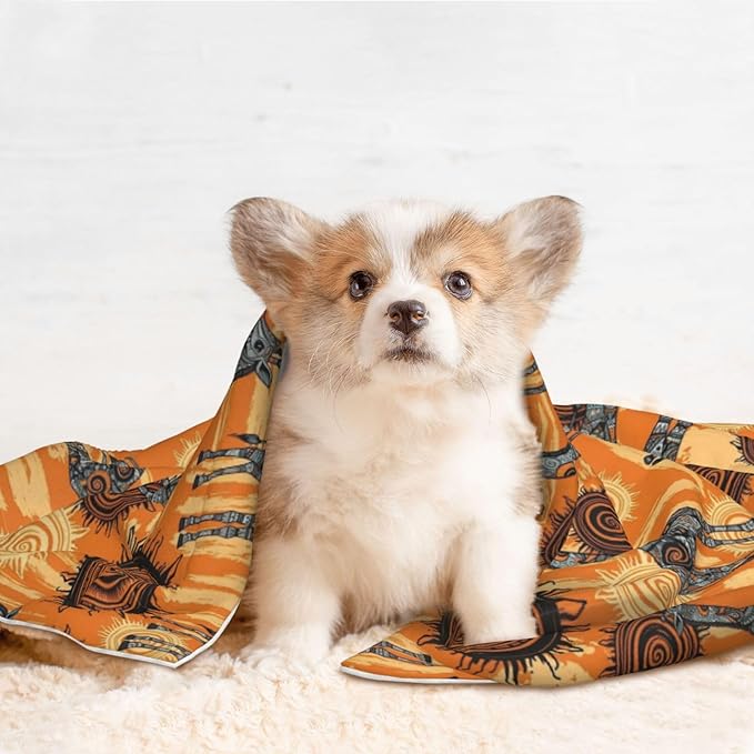 Two Sided Plush Pet Blanket for Crates Carriers Home Use, Abstract African Giraffe, Reversible Throw with Cozy Dot Fabric and Silky Reverse for Small Large Pets