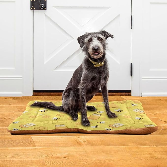 Yellow Bee Honey Pet Bed Cute Dog Bed Mat Absorbing Non Slip Pad Pet Sleeping Mat for Small, Medium, and Large Dogs Puppy Cat 24 in x 18 in
