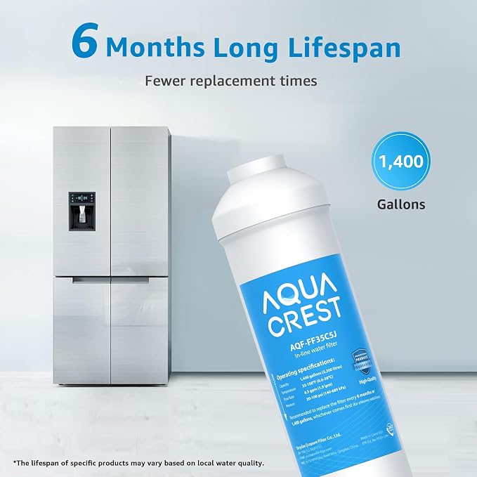 AQUA CREST FF35 Inline Water Filter Replacement, 1/4" Quick-Connect Replacement