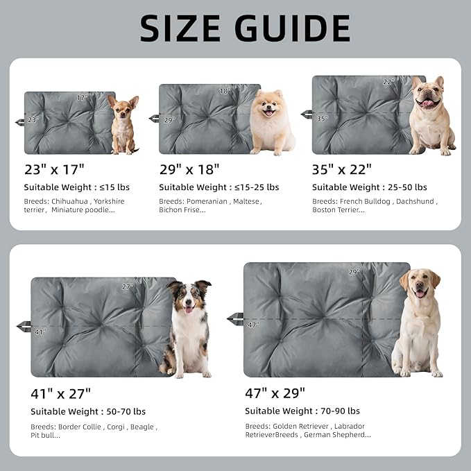 Chew Resistant Dog Bed for Extra Large Dogs - Durable 47"x29" Kennel Pad with Soft Plush Filling, Machine Washable Crate Mat for Aggressive Chewers, Indoor Outdoor Pet Bed, Gray