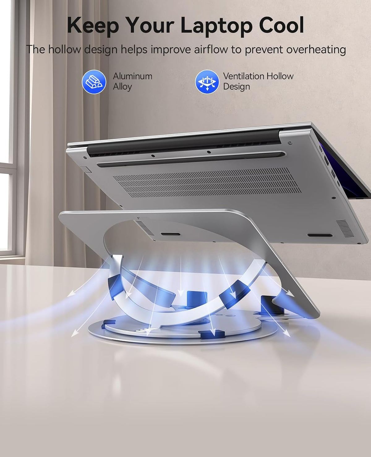ORICO Aluminum Laptop Stand for Desk, 360° Rotating Laptop Riser